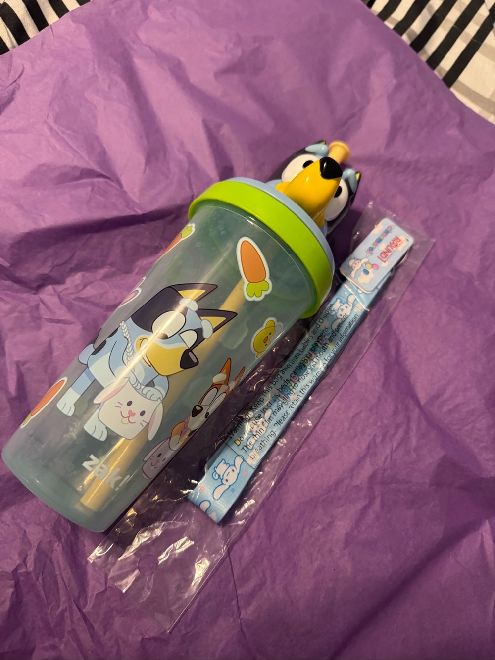 ๐ถ Bluey Bundle! Zack Straw Cup + NEW Sanrio Cinnamoroll Lanyard- NEVER USED - Picture 3 of 8
